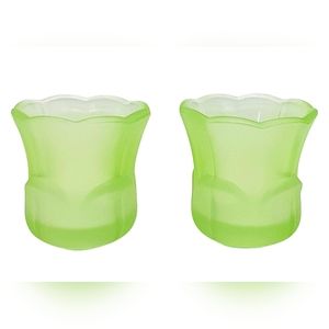 Vintage Homco Home Interiors Frosted Light Green Tulip Candle Holders